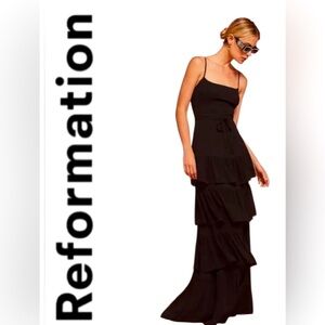 Reformation Dress XS Black Foxglove Maxi Dress $388